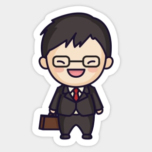 Cute Japanese Businessman Cartoon Sticker
